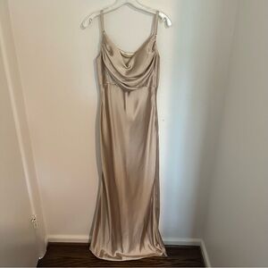 Shop Revelry Skye Satin Dress in Champagne Gold